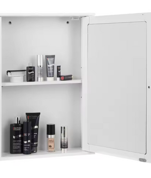 Witte Badkamer Spiegelkast – Wandkast met Verstelbare Plank en Opbergruimte