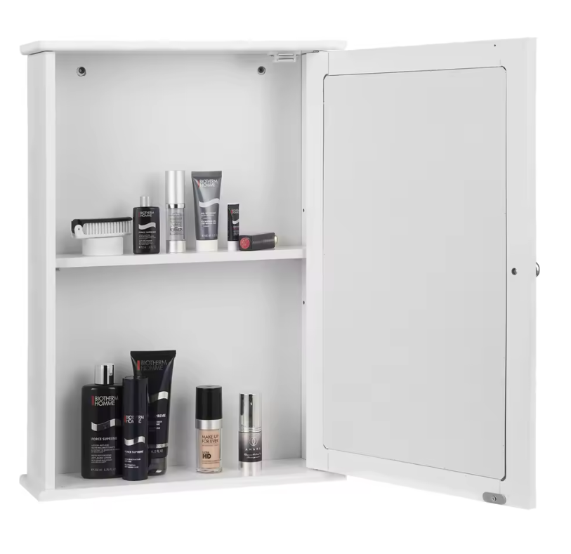 Witte Badkamer Spiegelkast – Wandkast met Verstelbare Plank en Opbergruimte