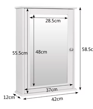 Witte Badkamer Spiegelkast – Wandkast met Verstelbare Plank en Opbergruimte
