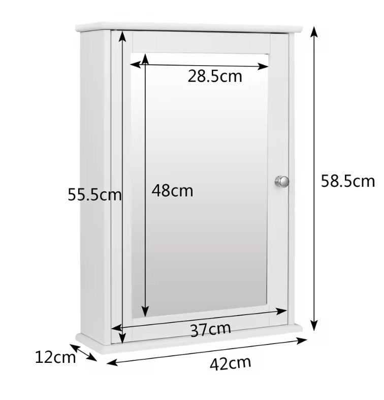 Witte Badkamer Spiegelkast – Wandkast met Verstelbare Plank en Opbergruimte