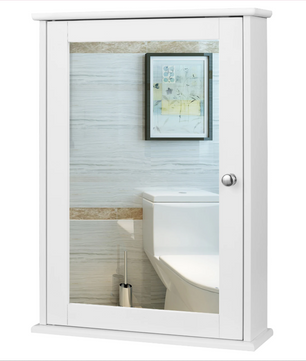 Witte Badkamer Spiegelkast – Wandkast met Verstelbare Plank en Opbergruimte