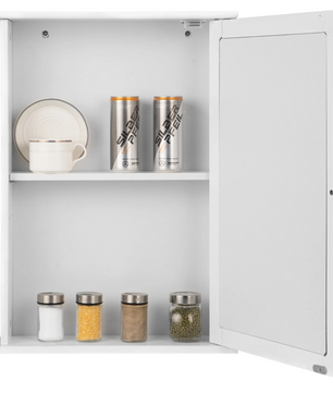 Witte Badkamer Spiegelkast – Wandkast met Verstelbare Plank en Opbergruimte