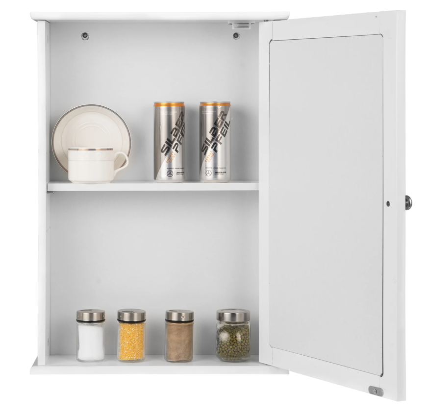 Witte Badkamer Spiegelkast – Wandkast met Verstelbare Plank en Opbergruimte