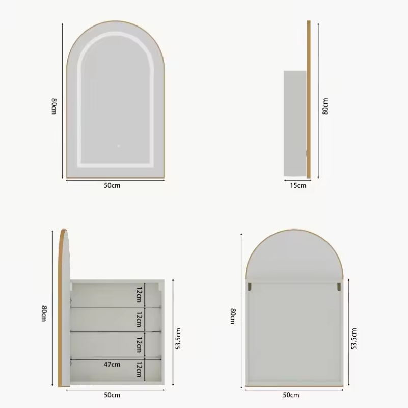 Massief Houten Badkamer Spiegelkast met LED en Anti-Fog – Modern Wandmeubel met Opbergruimte