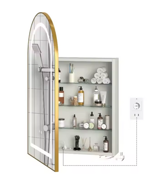 Massief Houten Badkamer Spiegelkast met LED en Anti-Fog – Modern Wandmeubel met Opbergruimte