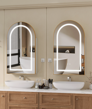 Massief Houten Badkamer Spiegelkast met LED en Anti-Fog – Modern Wandmeubel met Opbergruimte