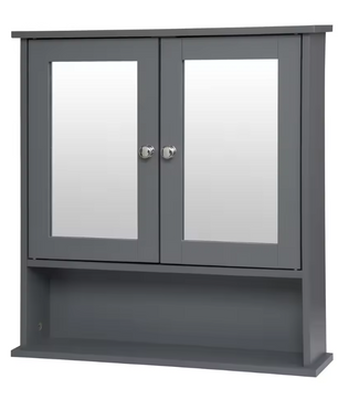 Witte Badkamer Spiegelkast – Wandkast met 3 Planken en MDF Constructie