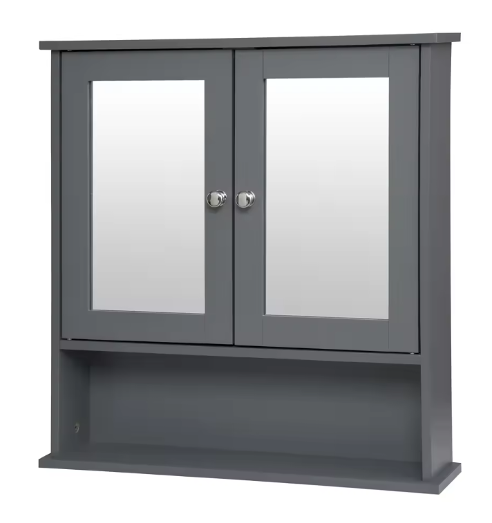 Witte Badkamer Spiegelkast – Wandkast met 3 Planken en MDF Constructie