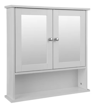 Witte Badkamer Spiegelkast – Wandkast met 3 Planken en MDF Constructie