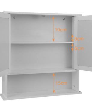 Wandgemonteerde Badkamerkast met Spiegel – MDF, 3 Opbergvakken en Verstelbare Plank