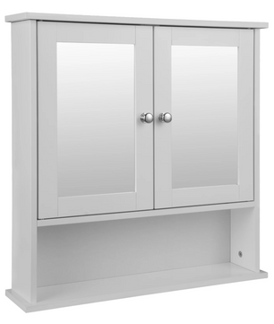 Witte Badkamer Spiegelkast – Wandkast met 3 Planken en MDF Constructie