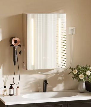 LED Badkamer Spiegelkast – Wandkast met Anti-Fog, Dimbare LED en Verstelbare Plank