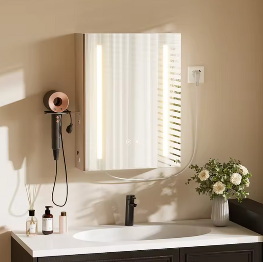 LED Badkamer Spiegelkast – Wandkast met Anti-Fog, Dimbare LED en Verstelbare Plank