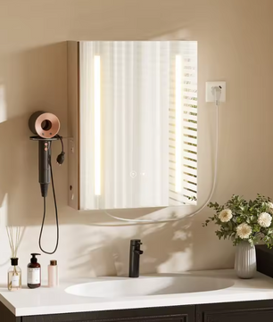 LED Badkamerkast met Spiegel – Anti-condens, Dimbaar Licht en Verstelbare Plank