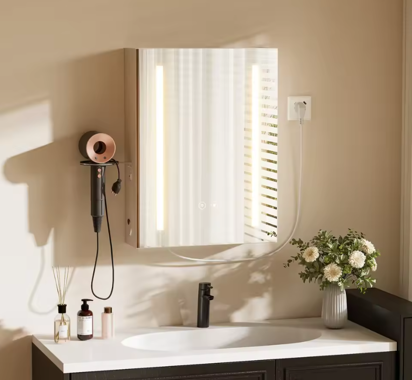 LED Badkamerkast met Spiegel – Anti-condens, Dimbaar Licht en Verstelbare Plank