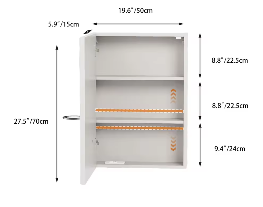 LED Badkamer Spiegelkast – Wandkast met Anti-Fog, Dimbare LED en Verstelbare Plank