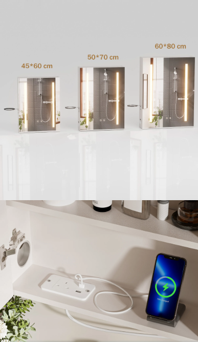 LED Badkamerkast met Spiegel – Anti-condens, Dimbaar Licht en Verstelbare Plank