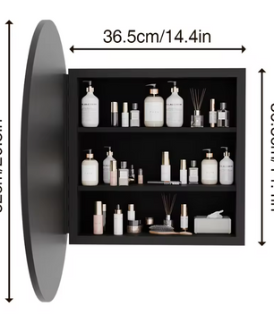 Ronde Badkamer Spiegelkast – Wandkast met Verstelbare Planken en Vooraf Gemonteerd