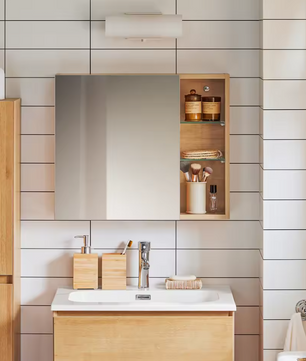 Witte Badkamer Spiegelkast – Hangkast met Spiegeldeur en Verstelbare Planken