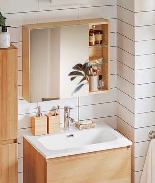 Witte Badkamer Spiegelkast – Hangkast met Spiegeldeur en Verstelbare Planken