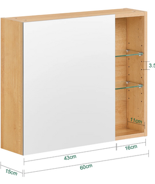 Witte Badkamer Spiegelkast – Hangkast met Spiegeldeur en Verstelbare Planken