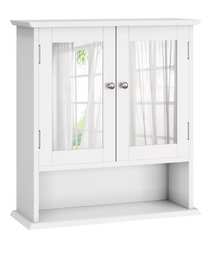 Witte Badkamer Spiegelkast – Wandkast met Verstelbare Plank en Open Vak