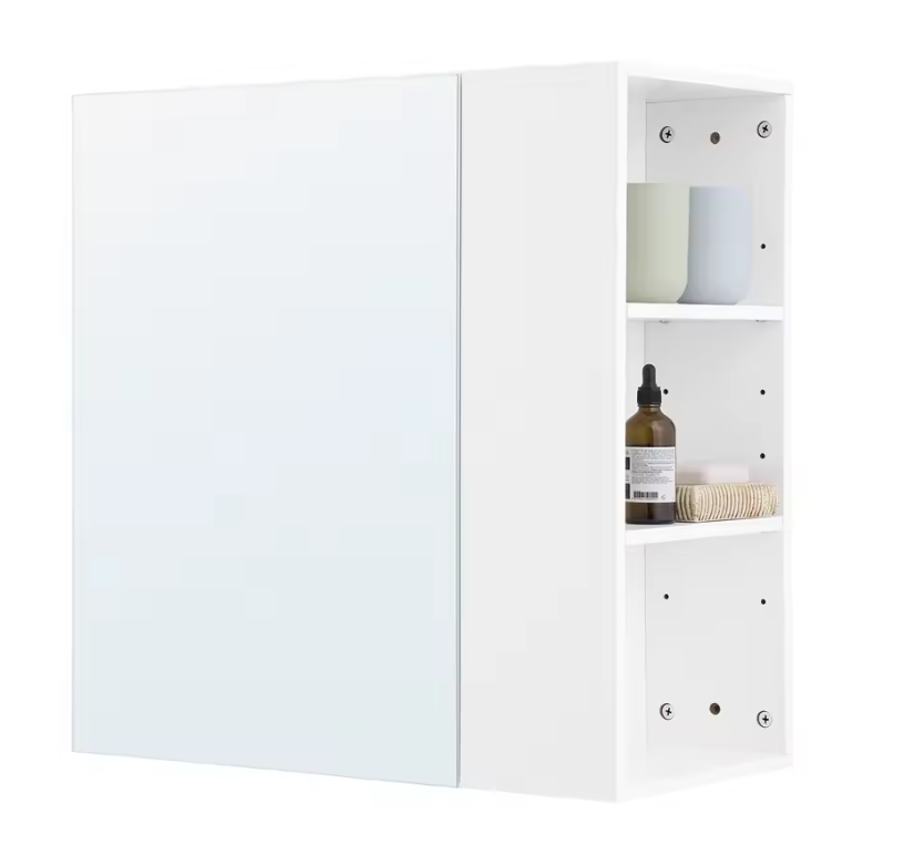 Witte Badkamer Spiegelkast – Hangkast met Spiegeldeur en Open Vakken