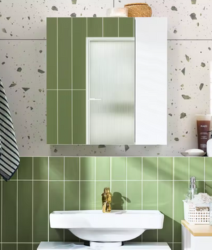 Witte Badkamer Spiegelkast – Hangkast met Spiegeldeur en Open Vakken