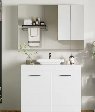 Witte Badkamer Spiegelkast – Wandkast met 3 Spiegeldeuren en Verstelbare Planken