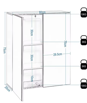 Badkamer Spiegelkast met Houten Accenten – Wandkast met Dubbele Deuren en Verstelbare Planken