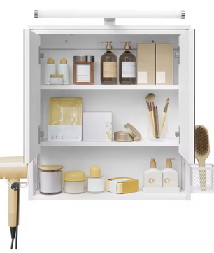 LED Badkamer Spiegelkast – Wandkast met Verstelbare Plank en Opbergbakken