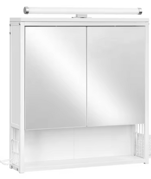 LED Badkamer Spiegelkast – Wandkast met Verstelbare Plank en Opbergbakken