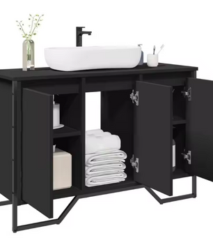 Zwarte Onderkast voor Wasbak – Houten Opbergkast 91×35×60 cm