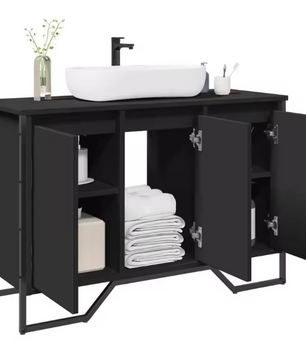 Zwarte Onderkast voor Wasbak – Houten Opbergkast 91×35×60 cm