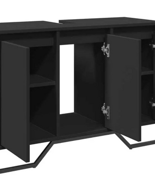 Zwarte Onderkast voor Wasbak – Houten Opbergkast 91×35×60 cm