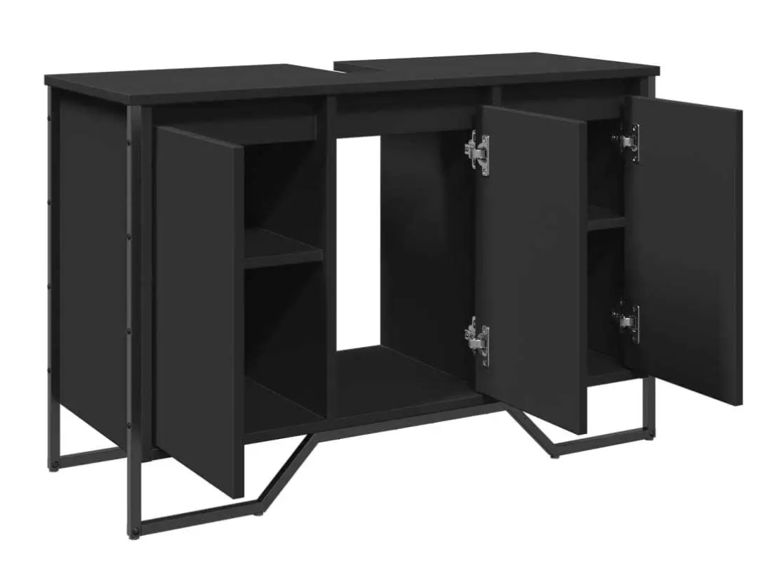 Zwarte Onderkast voor Wasbak – Houten Opbergkast 91×35×60 cm