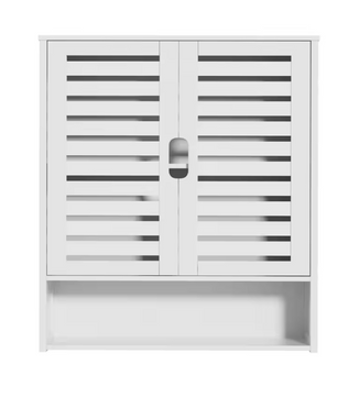 Bamboe Wandkast voor Badkamer – Dubbele Deuren en Opbergrekken, 59×20.5×66.5 cm