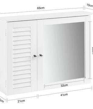 Hangende Badkamerkast met Spiegel – MDF, 5 Opbergniveaus en Lameldeur