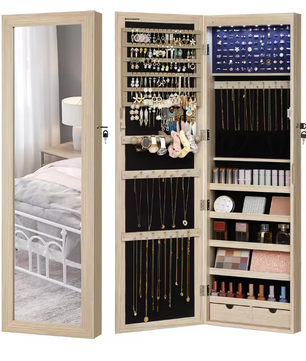 Sieradenkast met Spiegel – Wand- of Deurmontage, LED en Slot