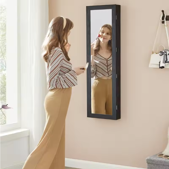 Sieradenkast met Spiegel – Wand- of Deurmontage, LED en Slot