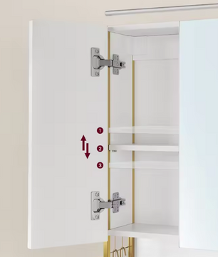 Badkamerkast met Spiegel en LED – Wandkast met Opbergrek en Föhnhouder