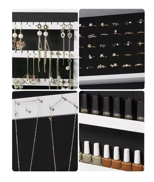 Sieradenkast met Spiegel – Hangende Wandkast met Slot en Ruime Opbergruimte