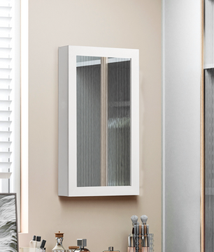 Sieradenkast met Spiegel – Hangende Wandkast met Slot en Ruime Opbergruimte