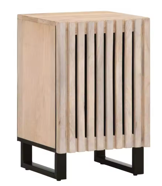 Badkamerkast van Mangohout – Massief Houten Opbergkast met Deur (38×34×58 cm)