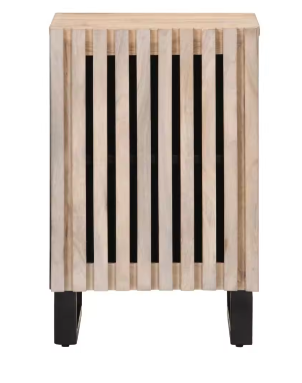 Badkamerkast van Mangohout – Massief Houten Opbergkast met Deur (38×34×58 cm)