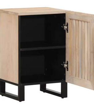 Badkamerkast van Mangohout – Massief Houten Opbergkast met Deur (38×34×58 cm)