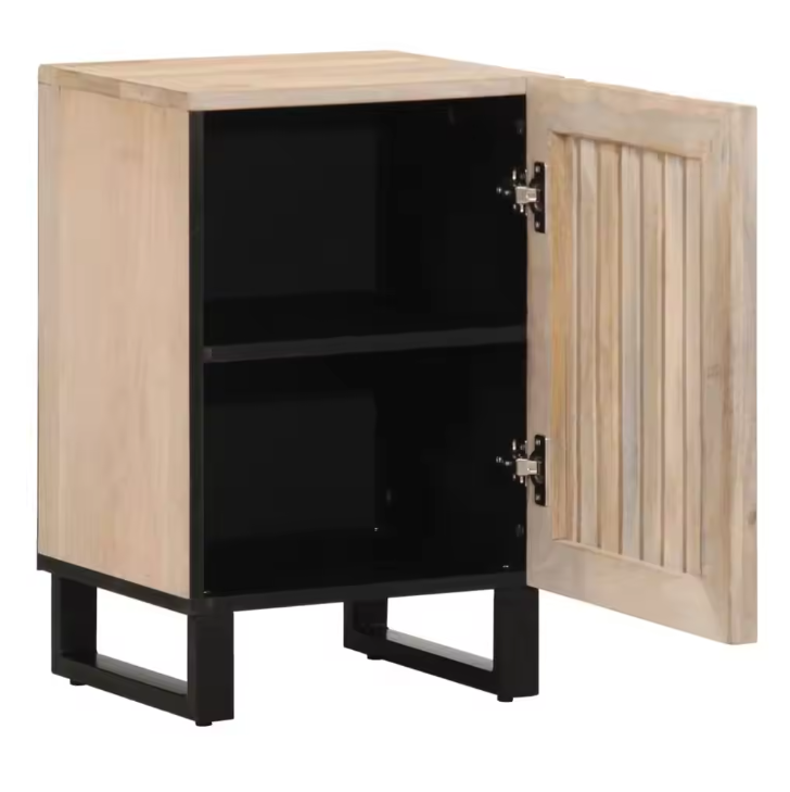 Badkamerkast van Mangohout – Massief Houten Opbergkast met Deur (38×34×58 cm)