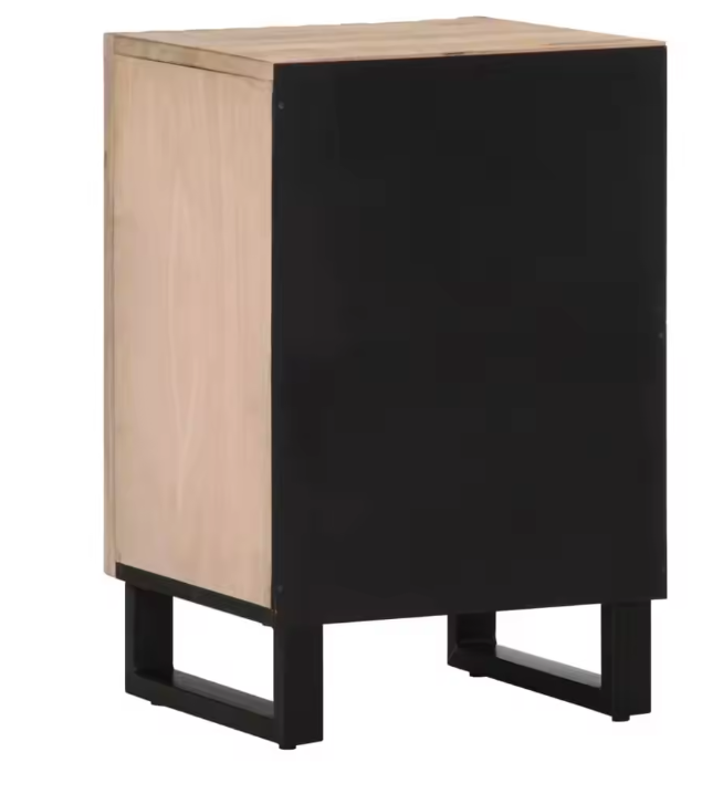 Badkamerkast van Mangohout – Massief Houten Opbergkast met Deur (38×34×58 cm)