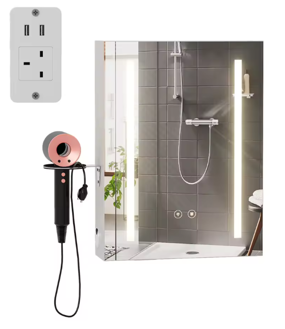 LED Badkamerkast met Spiegel – Anti-condens, Dimbaar Licht en Verstelbare Plank