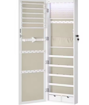 Sieradenkast met Spiegel – Wand- of Deurmontage, Slot en Ruime Indeling